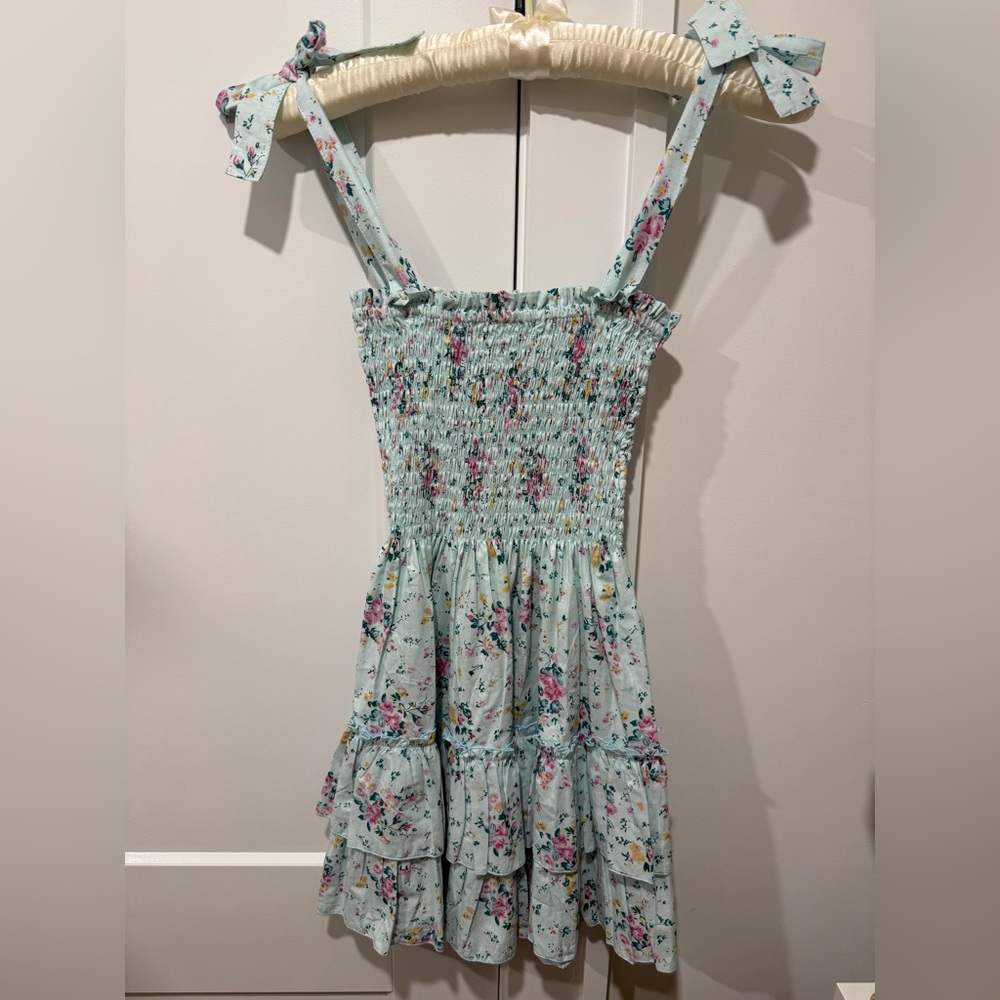 *NWT CB POSITANO Floral Smocked Mini Dress with Ruffle Straps - Picture 5 of 8